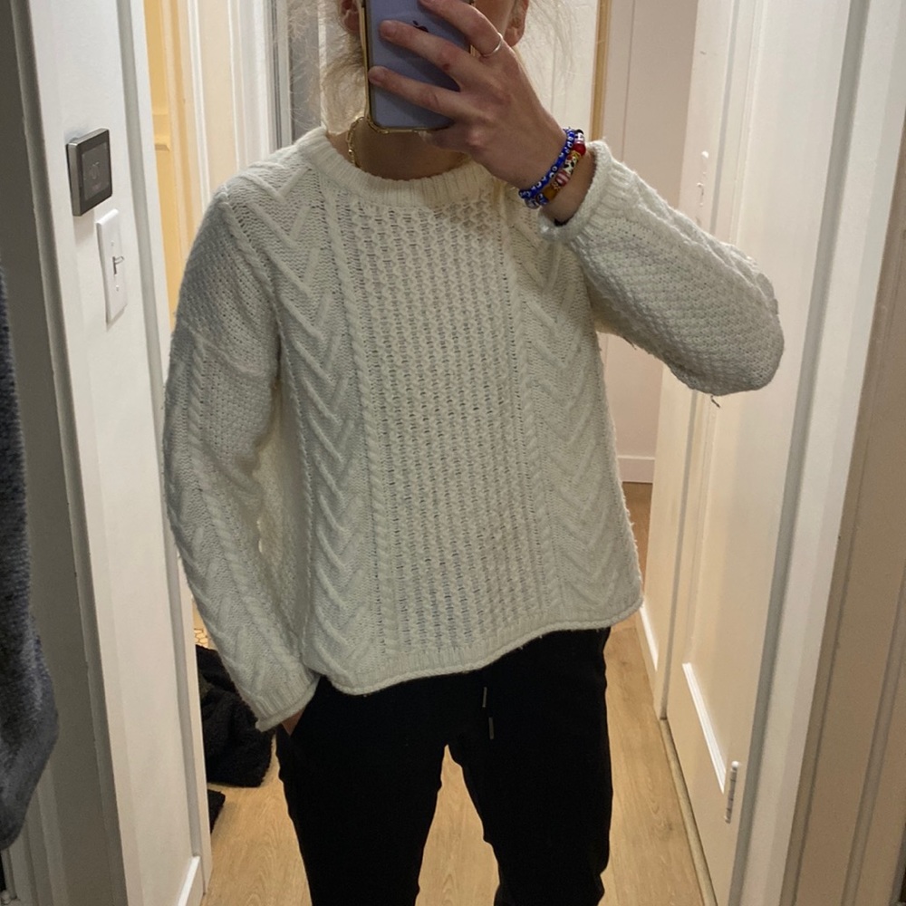 Cream madewell cable knit sweater